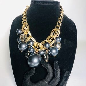 Beautiful “Statement Piece” gold tone/Black Beads